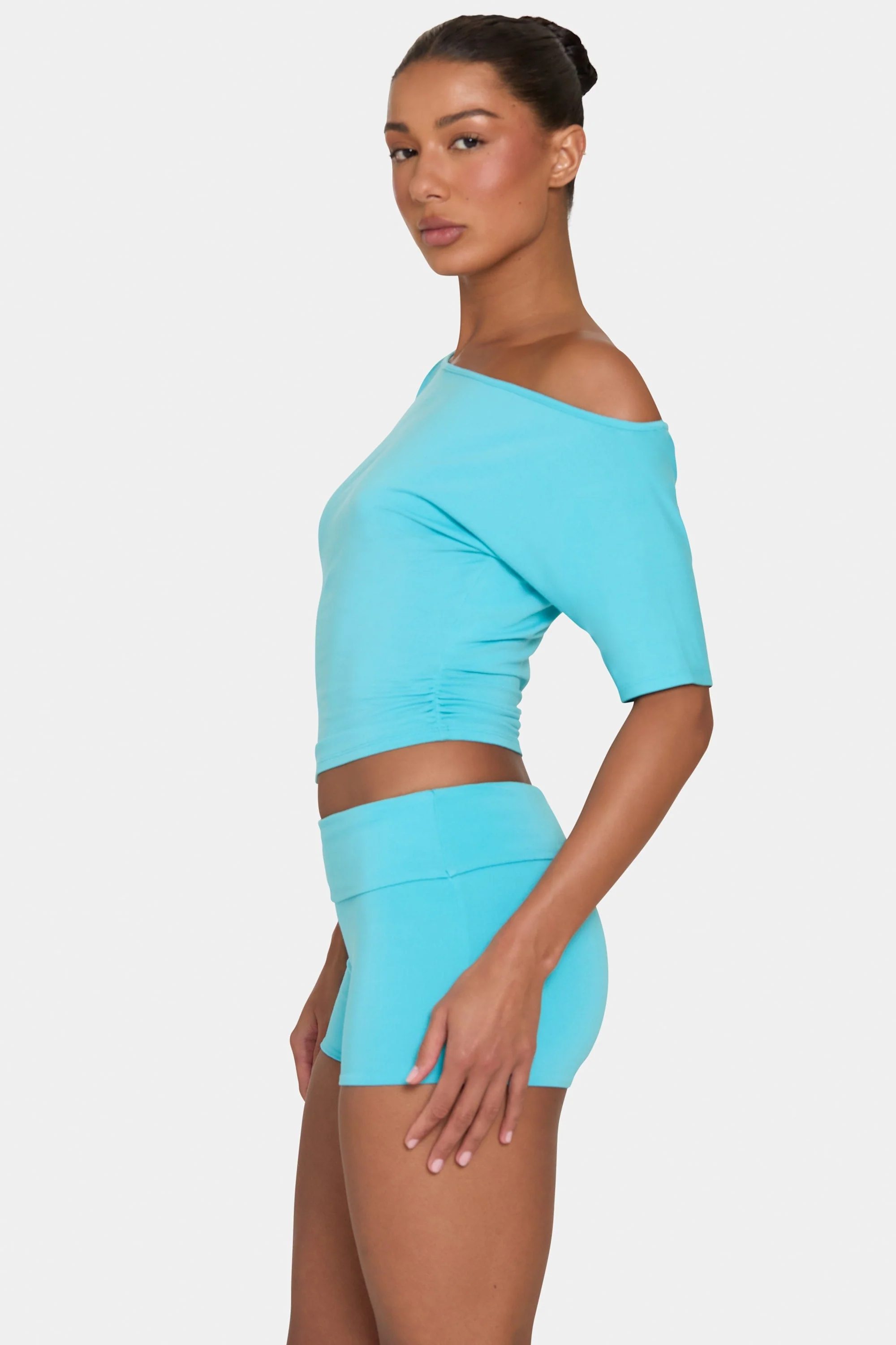 ButterCloud™ Slouchy Off-Shoulder Top in Aqua - Image 3