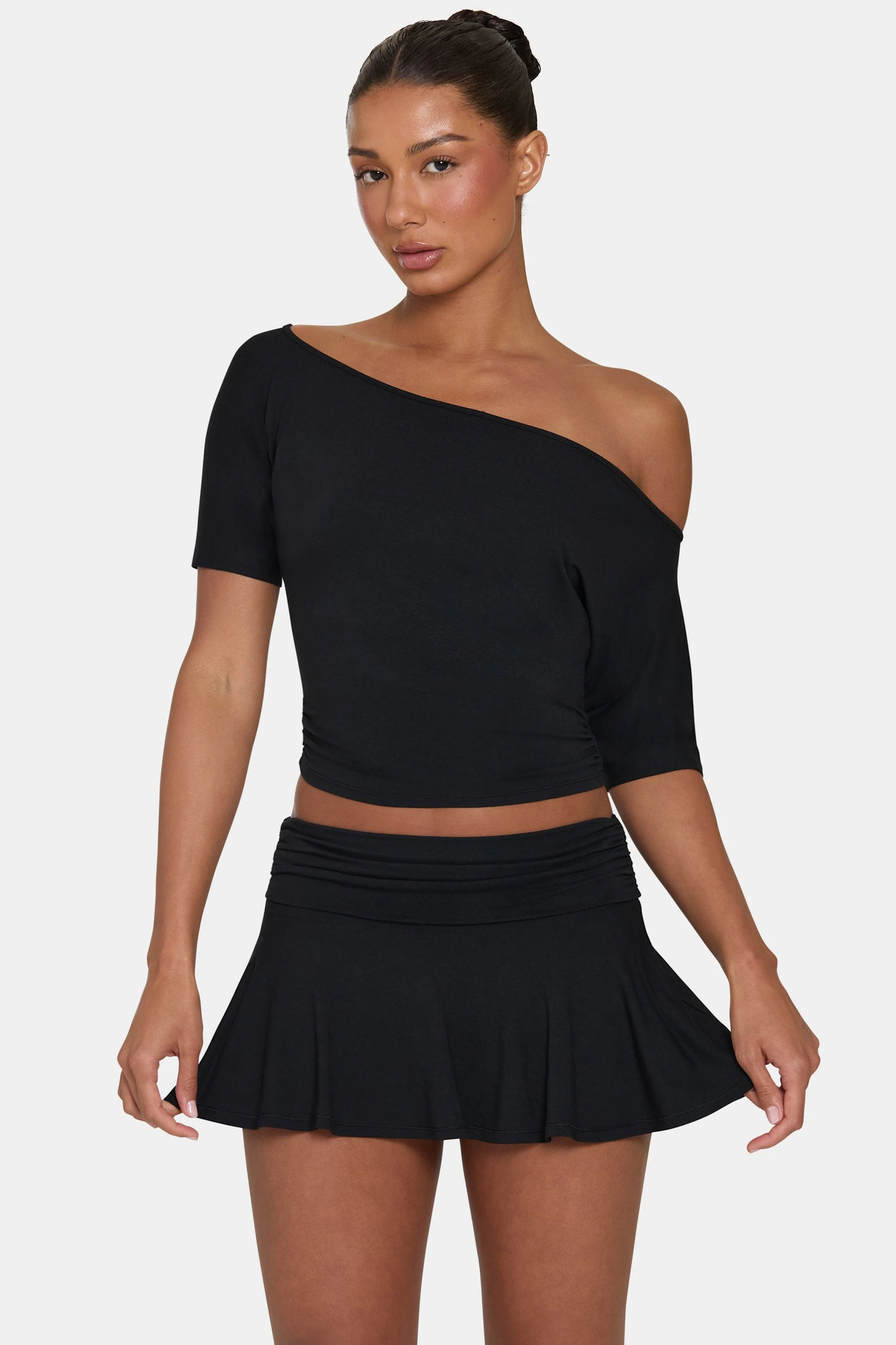 ButterCloud™ Slouchy Off-Shoulder Top in Black - Image 4