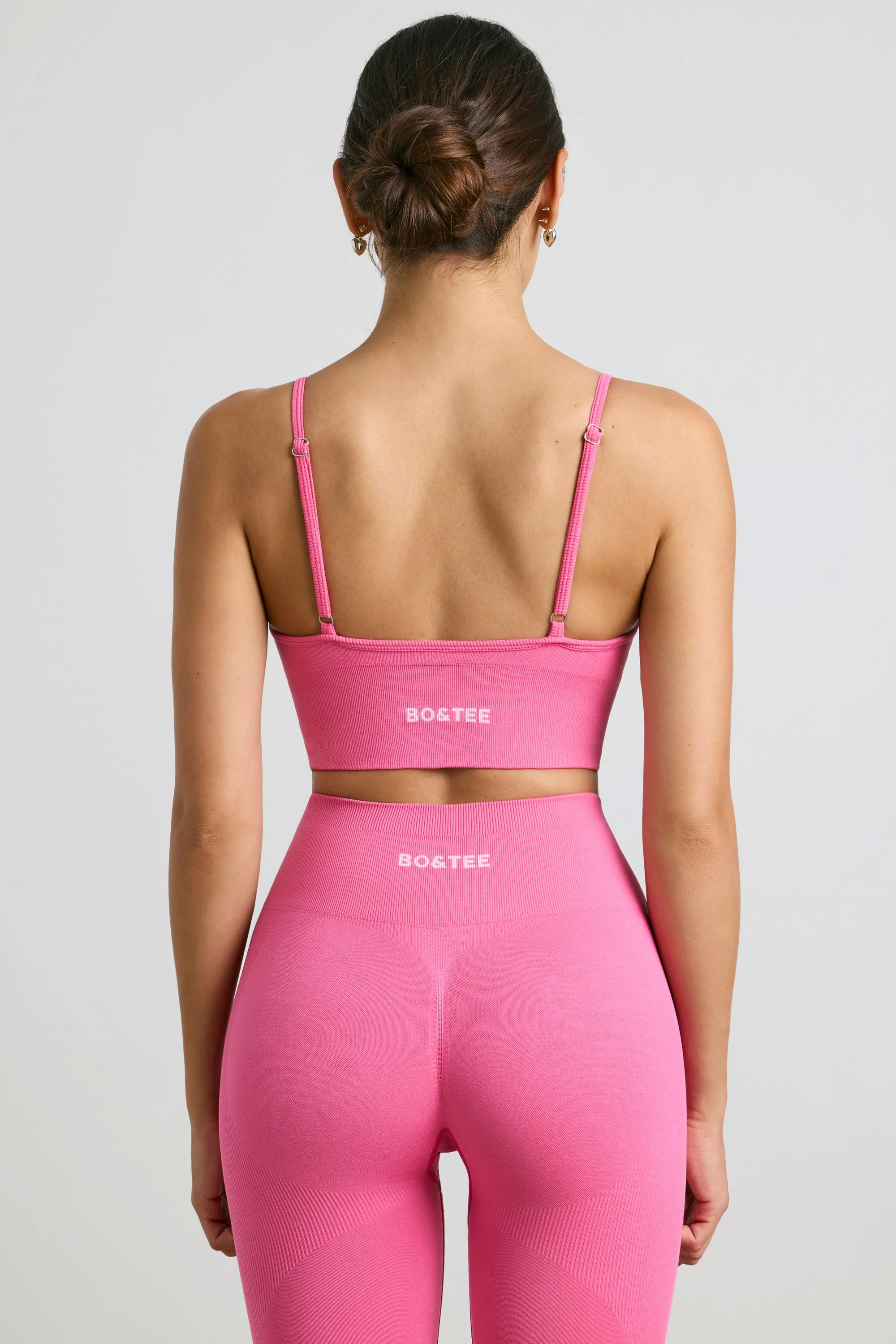 Define Luxe V-Neck Sports Bra in Hot Pink - Image 2