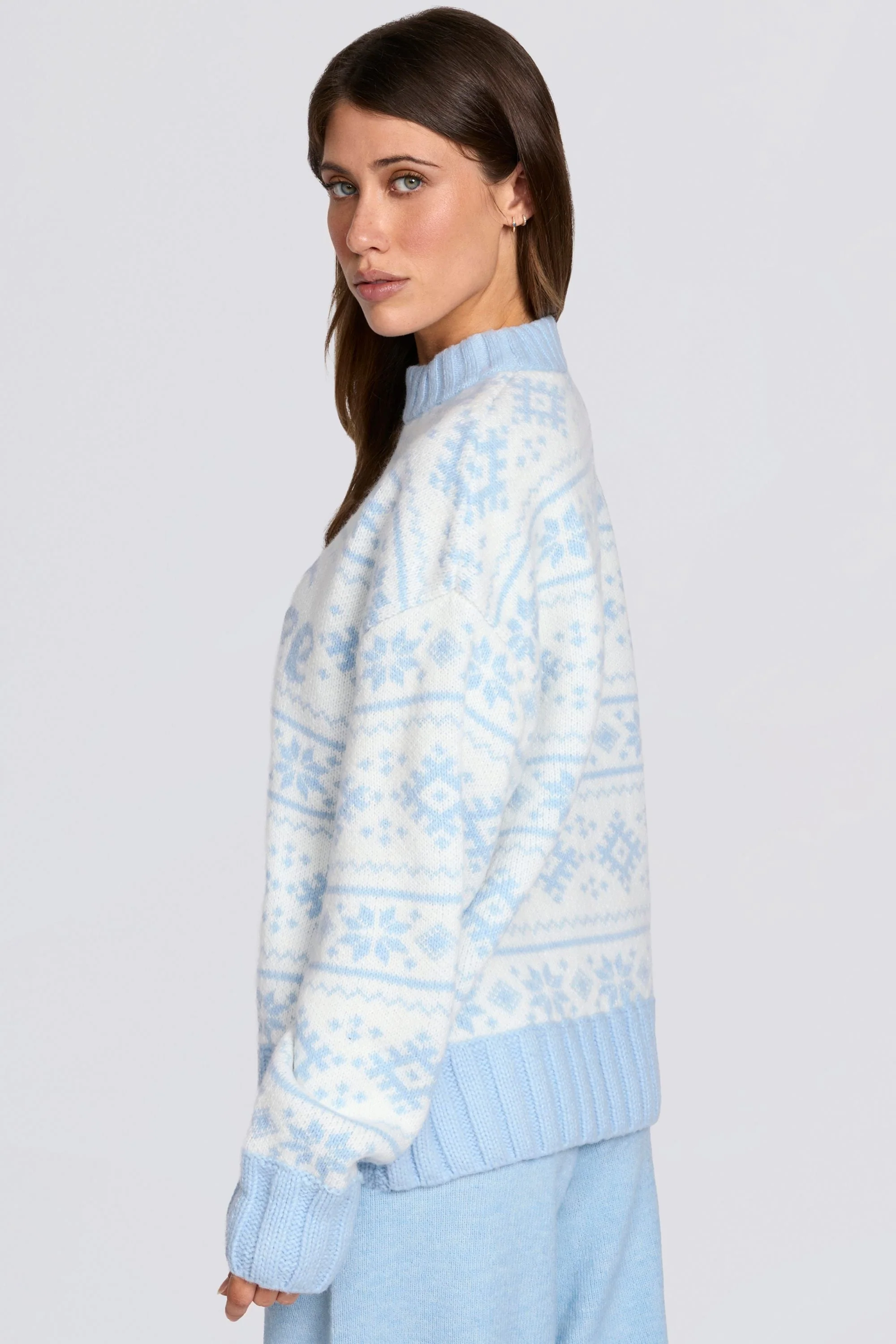 Jacquard-Knit Oversized Jumper in Powder Blue - Image 3