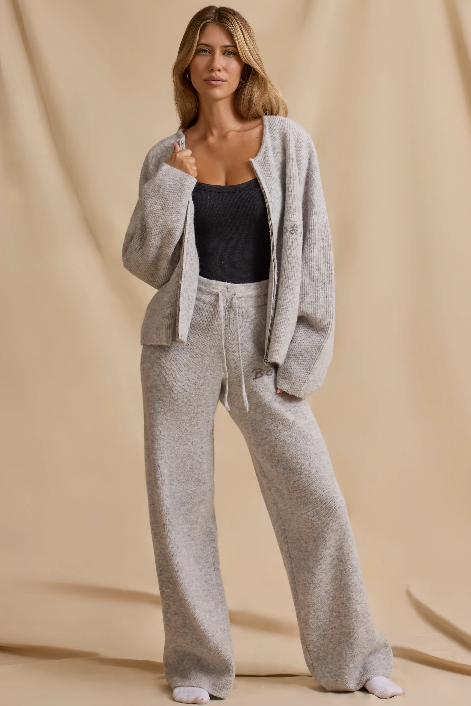 Oversized Zip-Up Cardigan in Ice Marl - Image 12