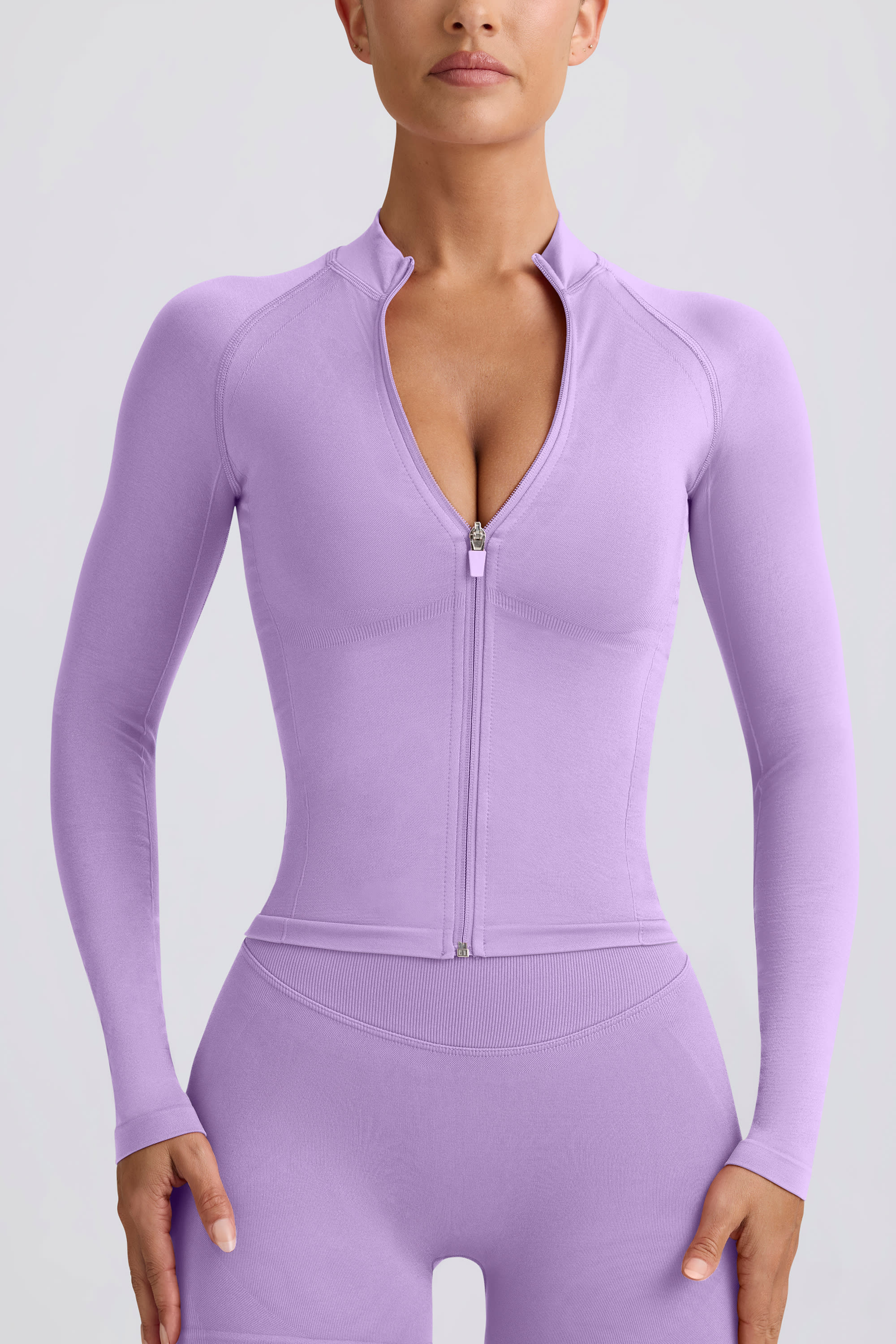 Define Luxe Zip-Up Jacket in Lilac - Image 9