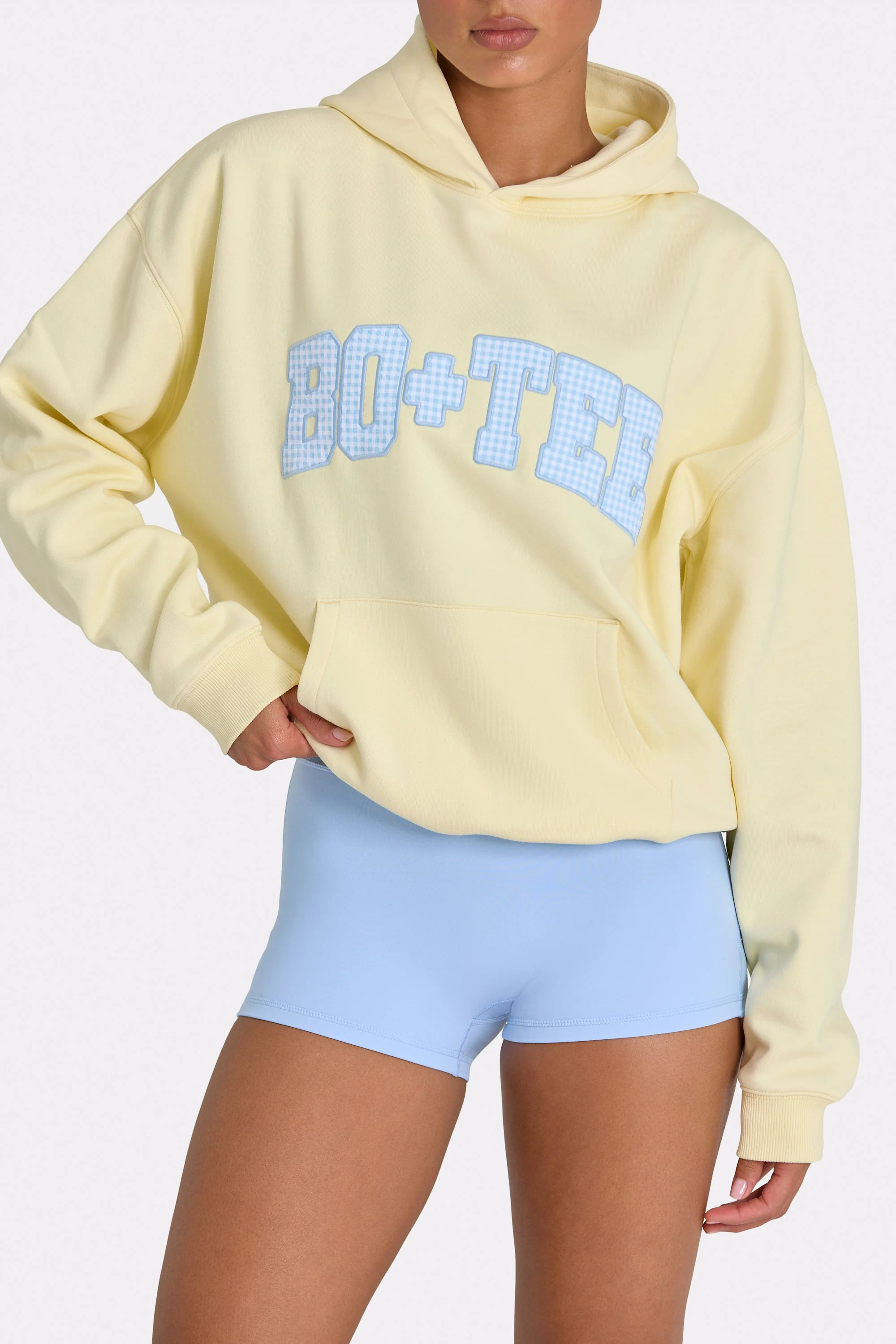 Oversized Applique Hoodie in Lemon - Image 2