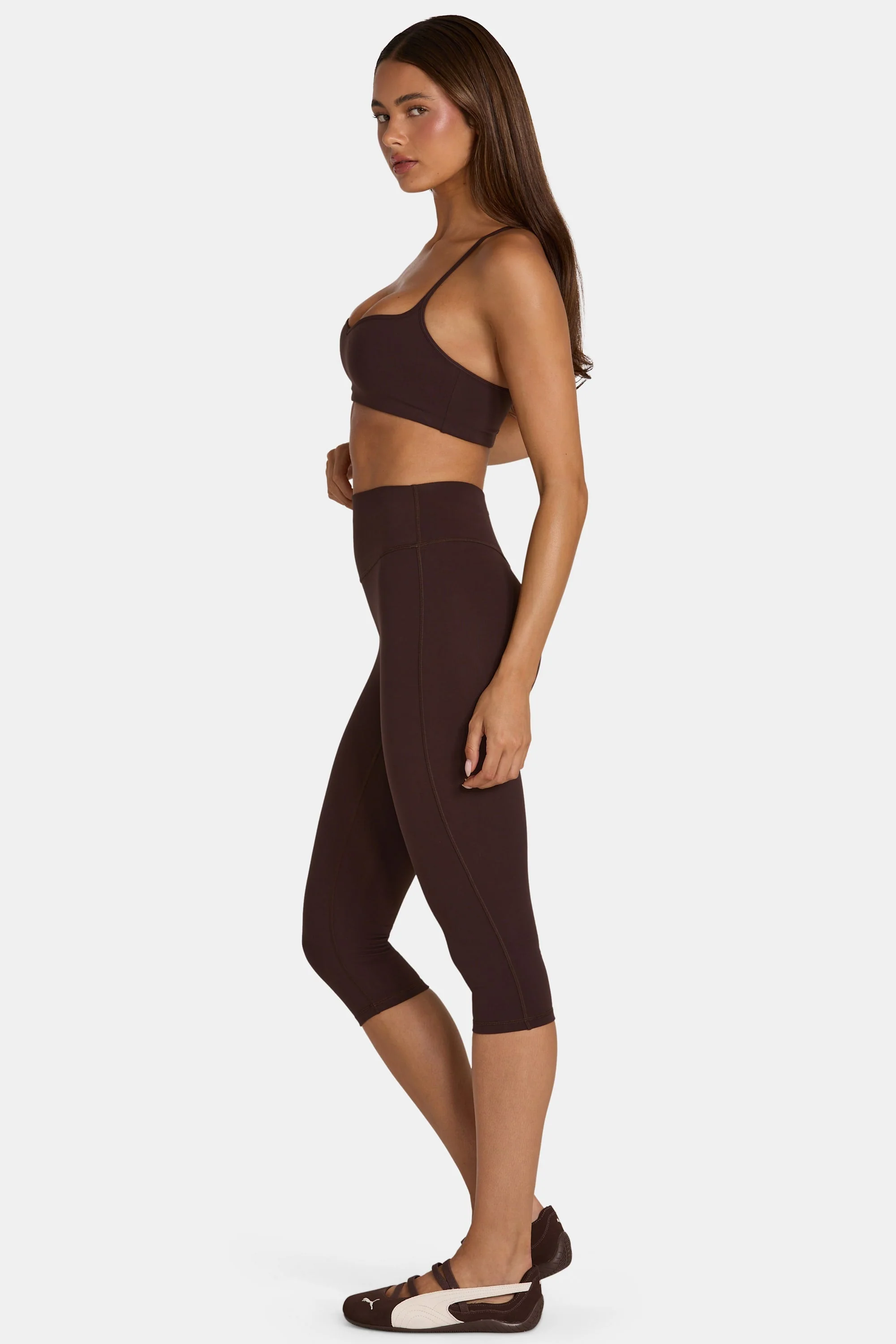 Soft Active Capri Leggings in Espresso - Image 3