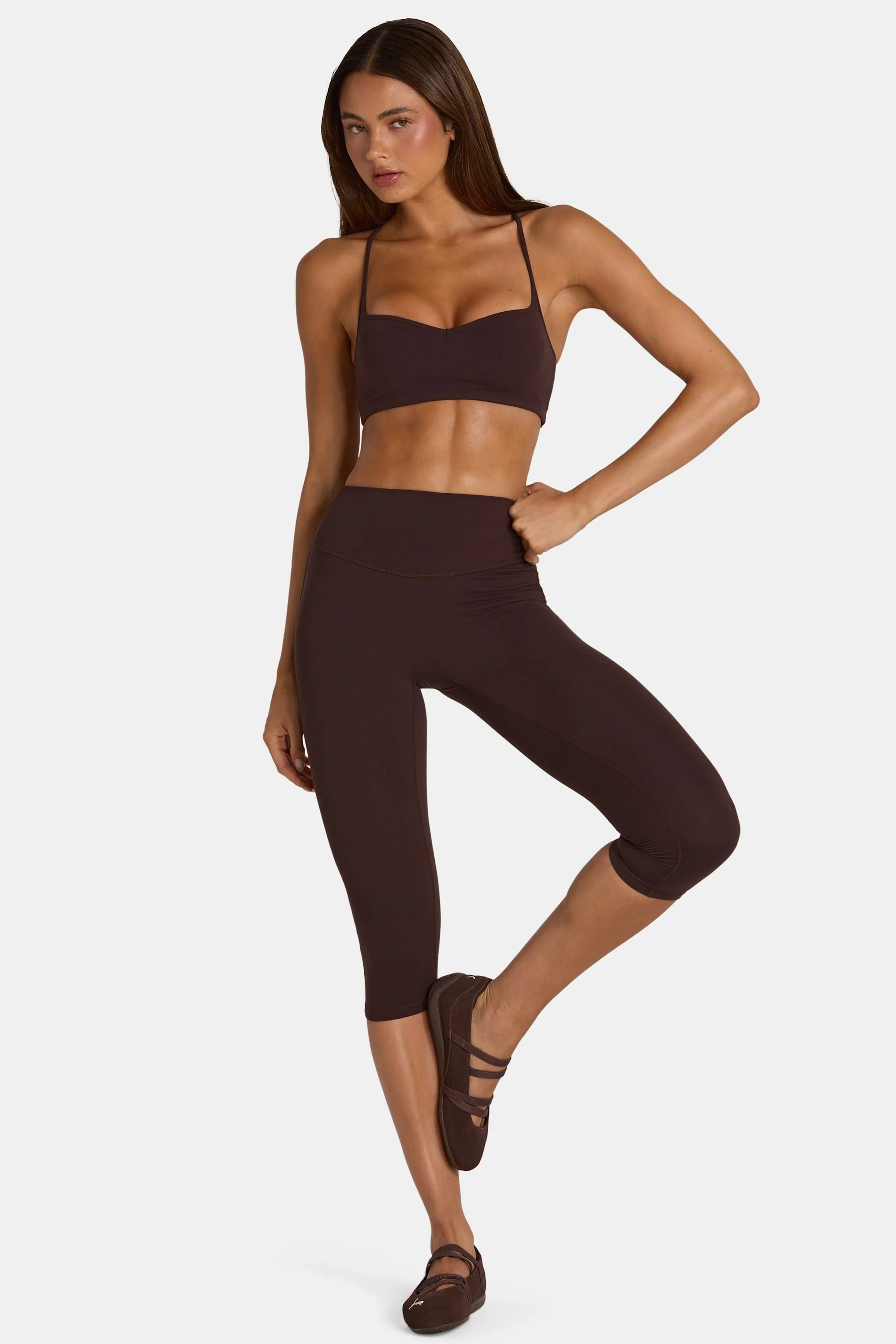 Soft Active Capri Leggings in Espresso - Image 5