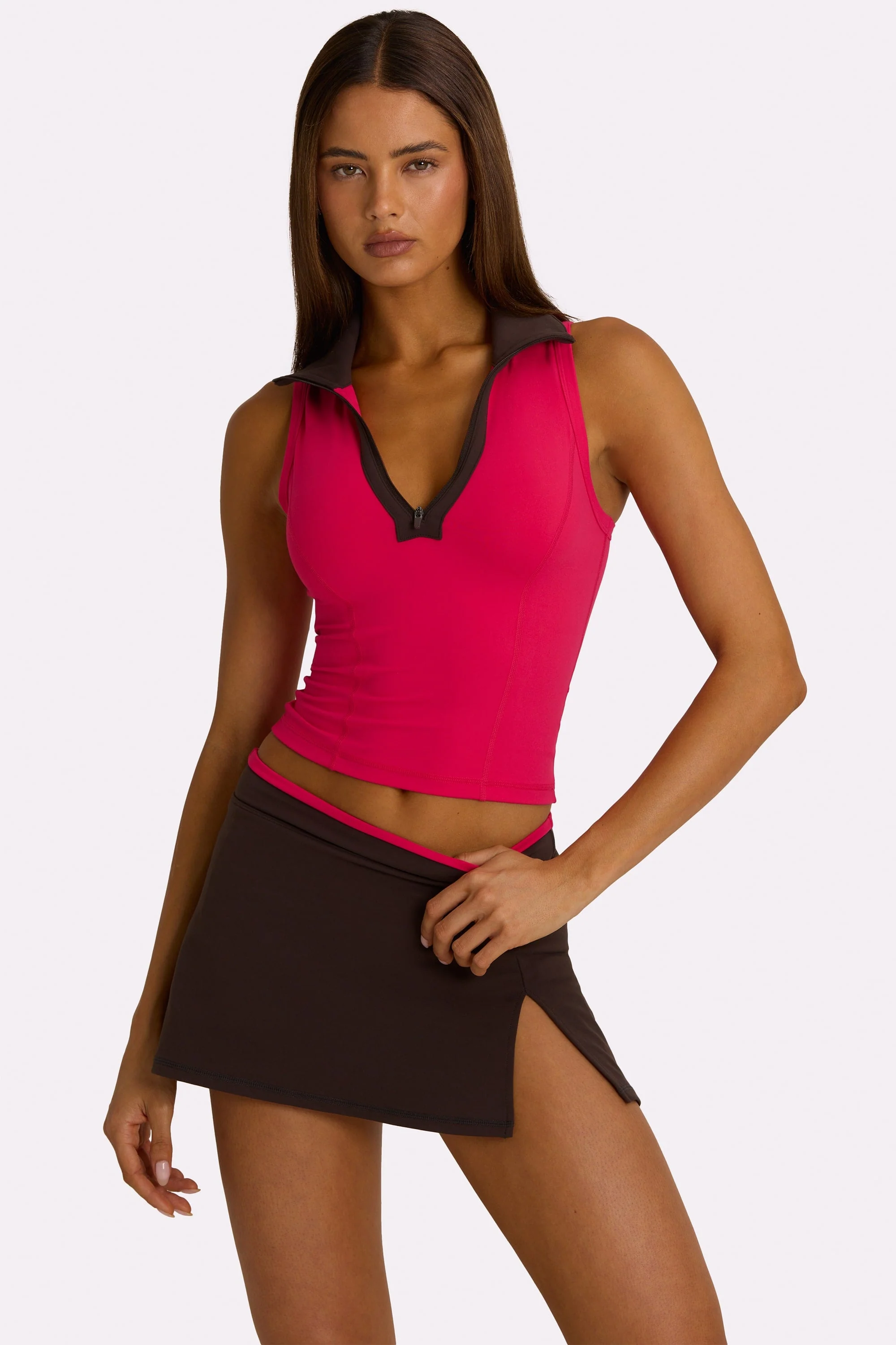 Soft Active Collared Tank Top in Hot Pink - Image 5