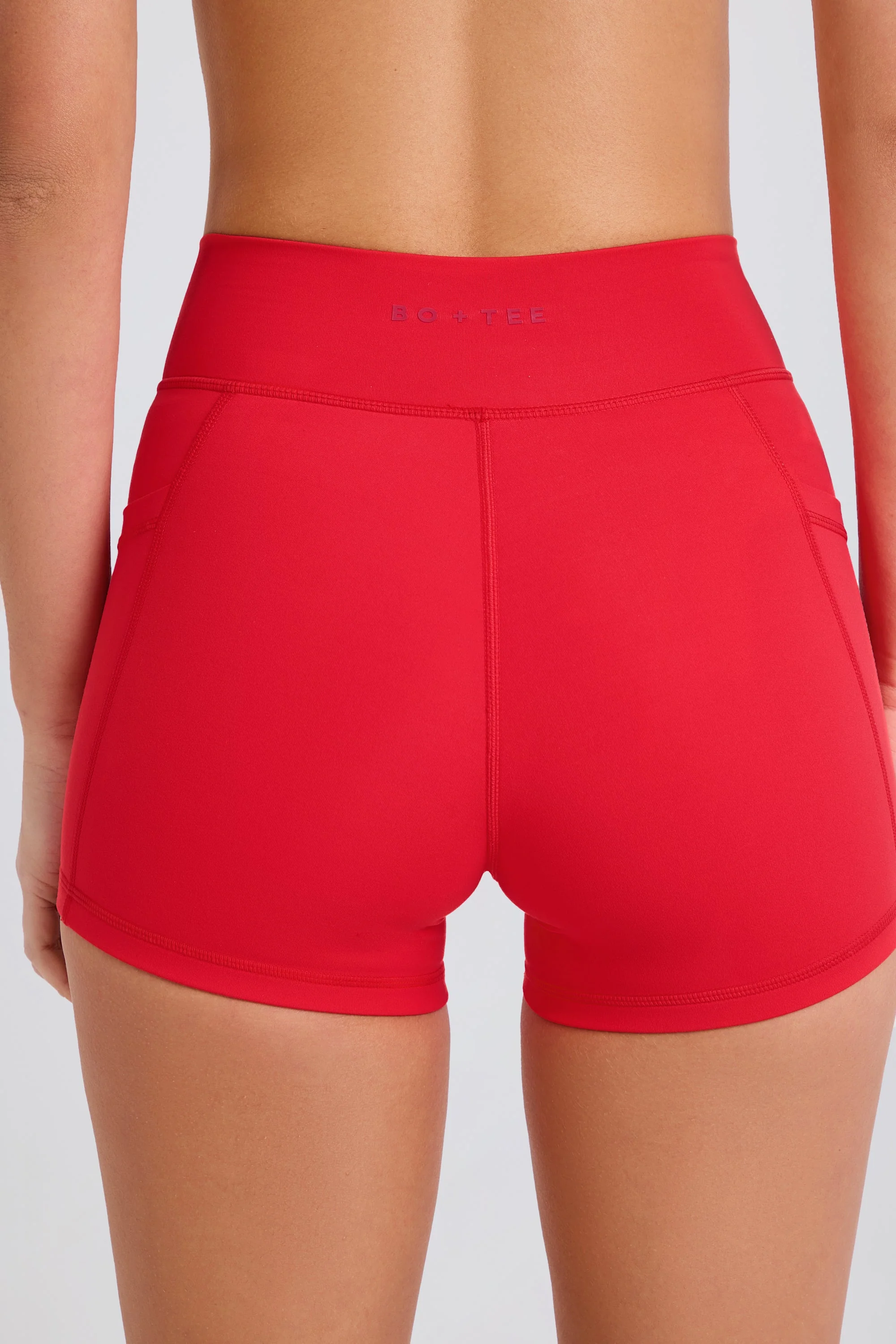 Soft Active Pocket V-Waist Mini Shorts in Strawberry - Image 4