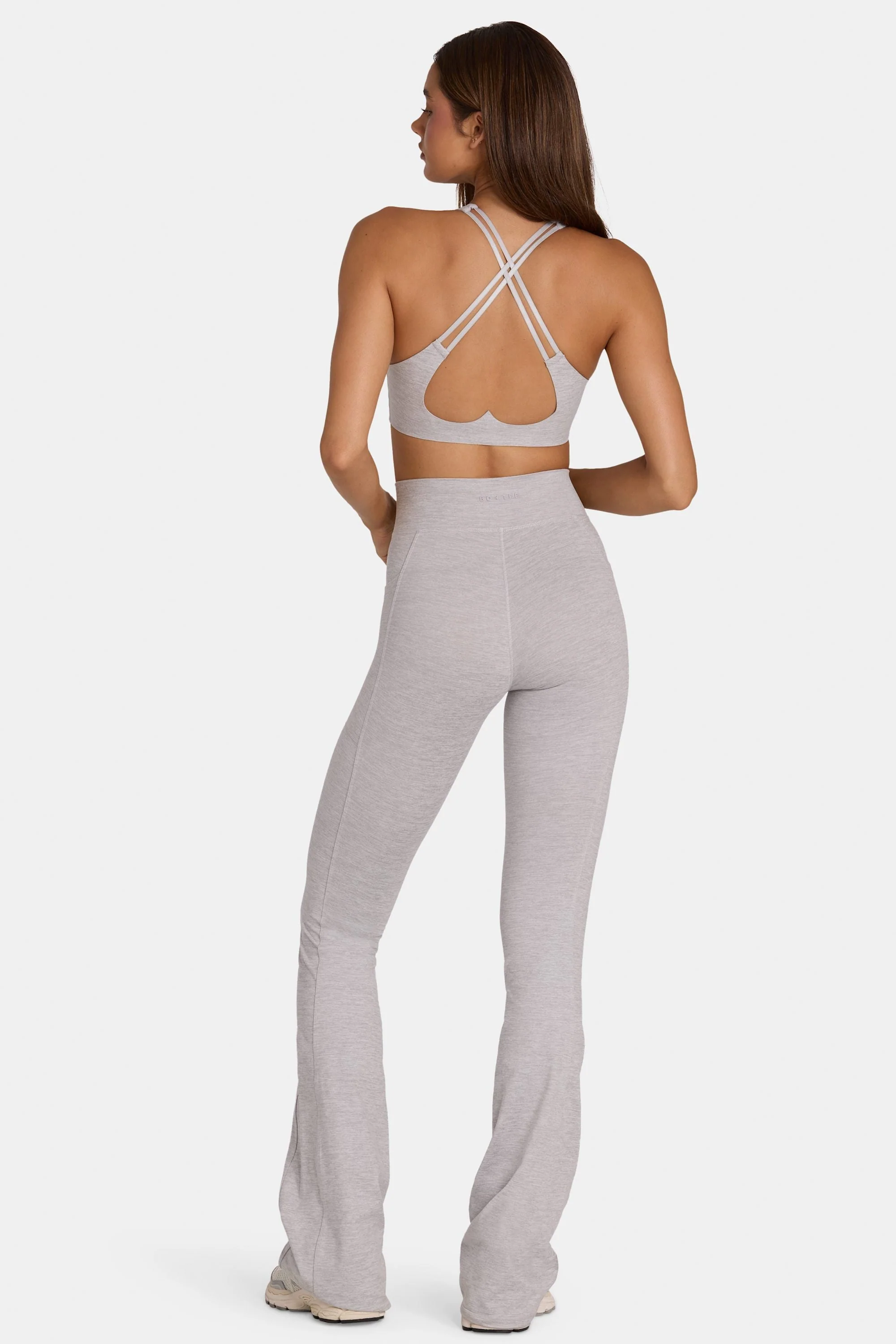 Soft Active V-Waist Flared Leggings in Grey Marl - Image 2