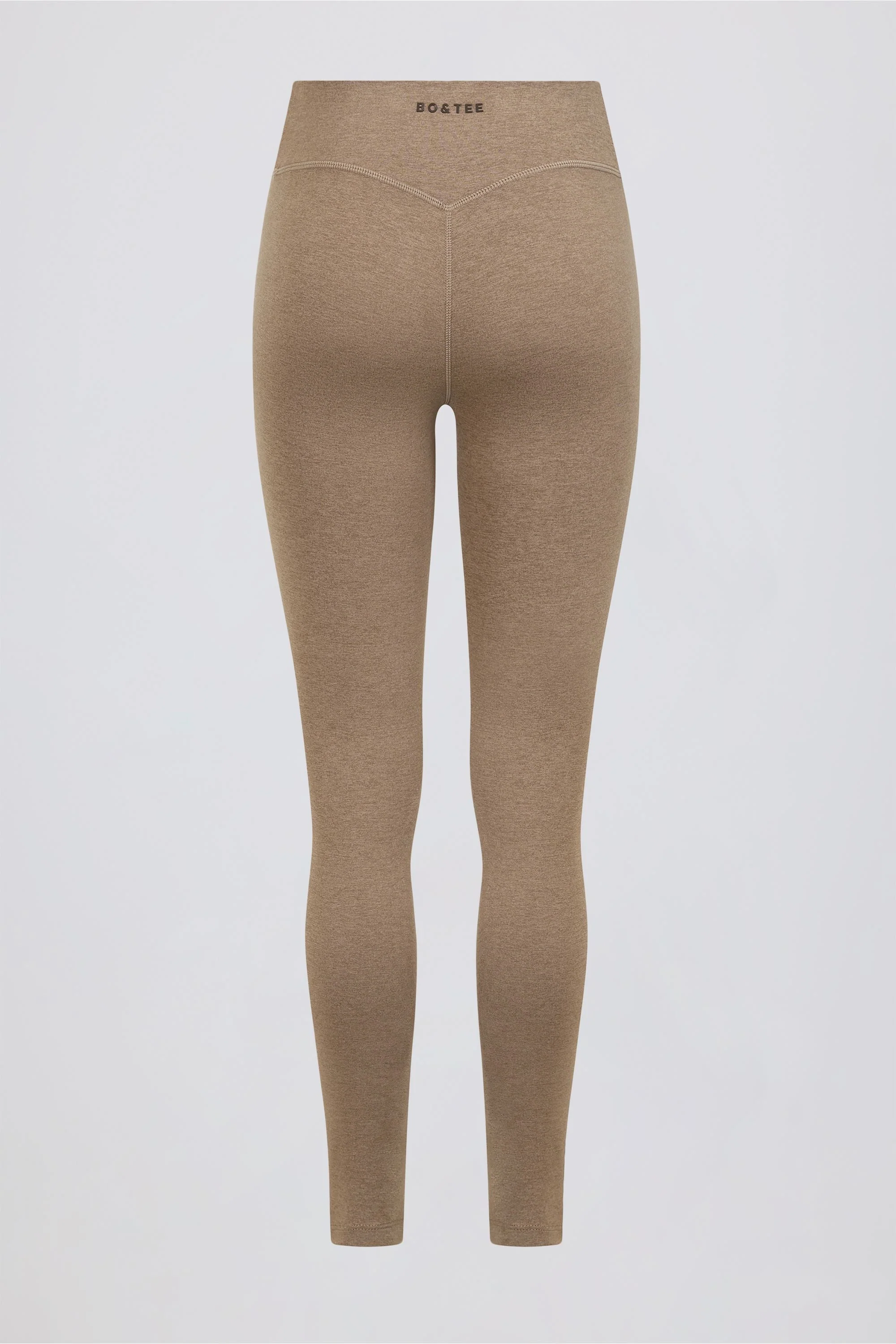Brushed Jersey Ruched Mid-Rise Leggings in Mocha Marl - Image 6
