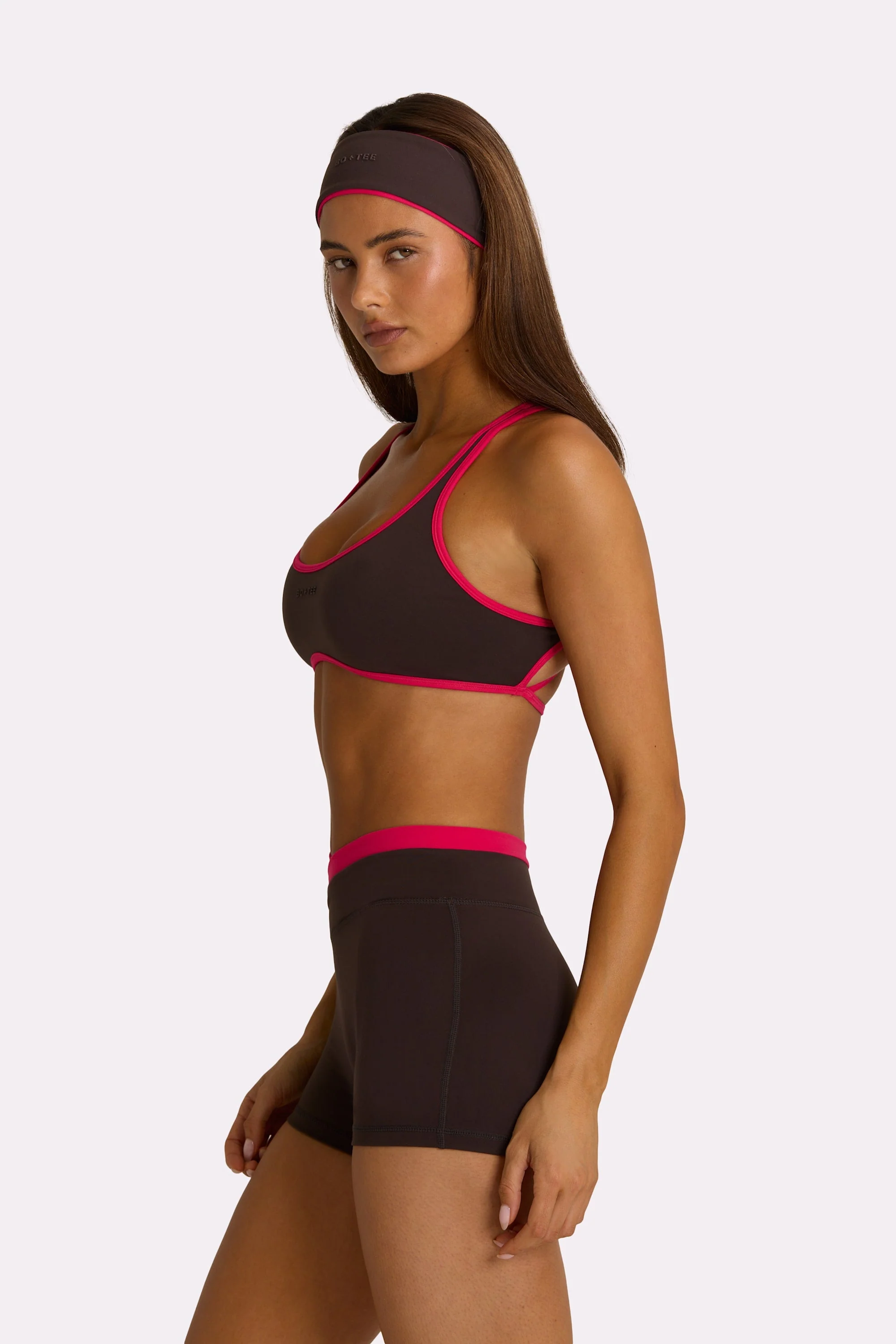 Soft Active Wrap Waist Shorts in Truffle - Image 3
