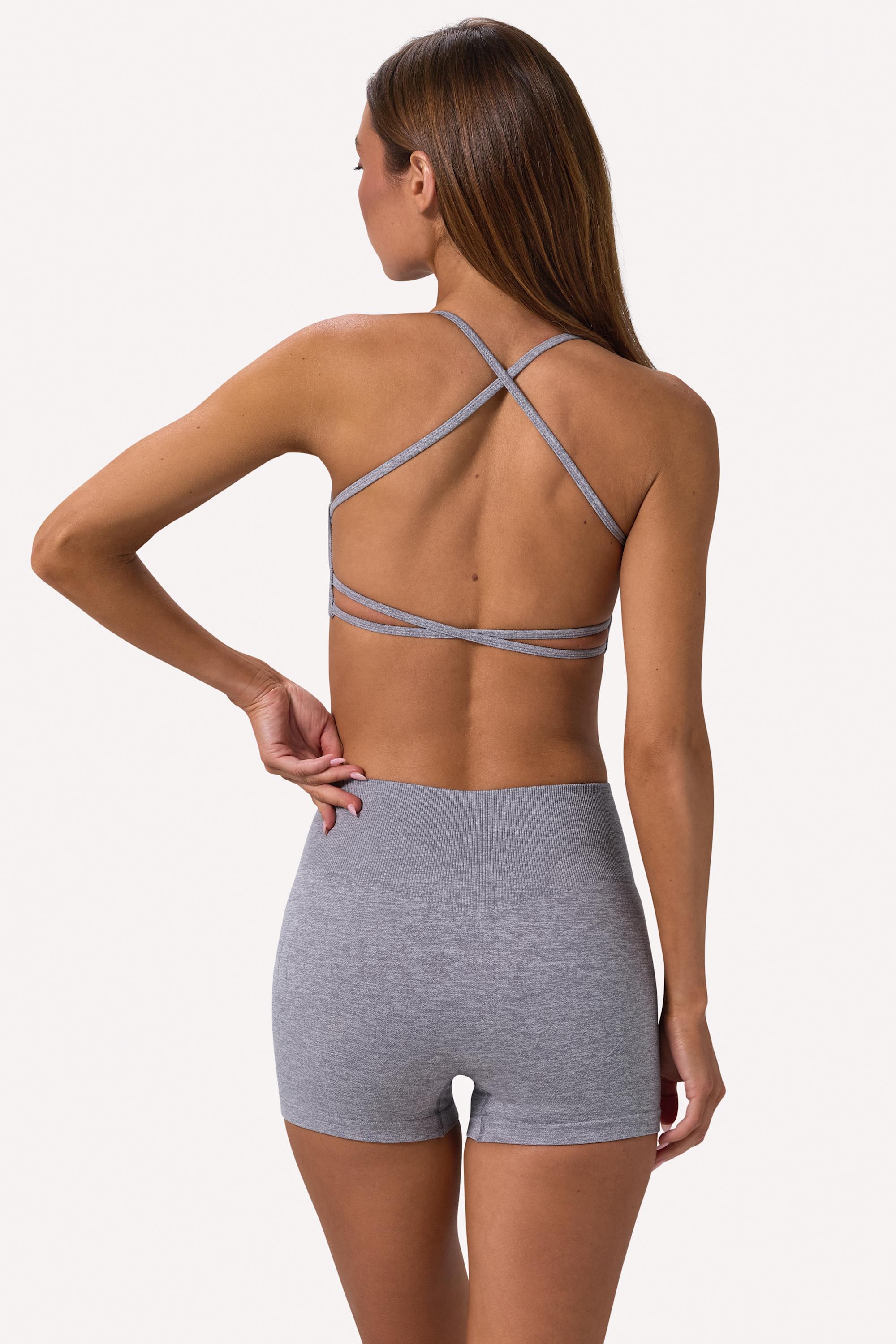 Super Sculpt Seamless Backless Sports Bra in Grey Marl - Image 2