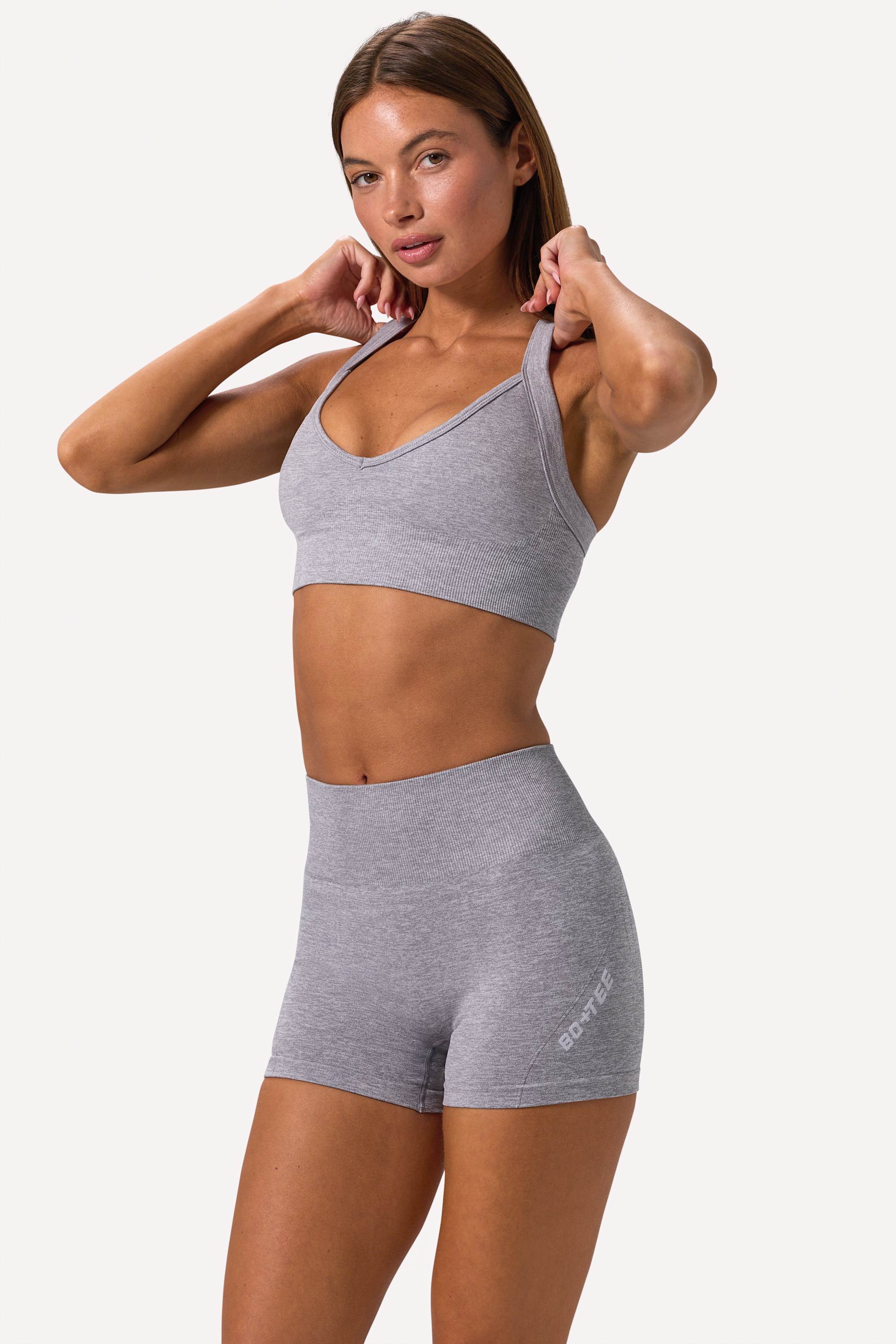 Super Sculpt Seamless Crossback Sports Bra in Grey Marl - Image 4
