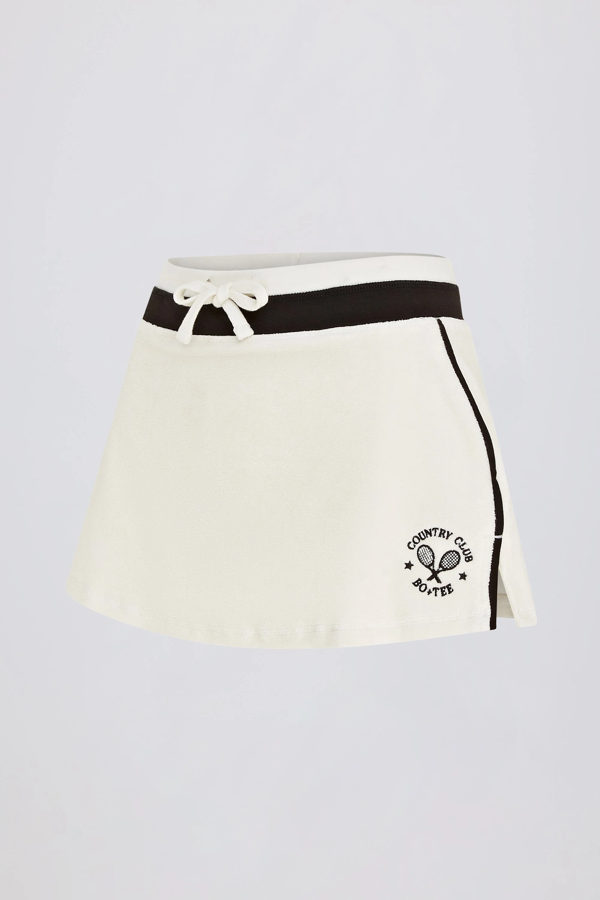 Terry Towelling Mid-Rise Skort in Ivory - Image 11