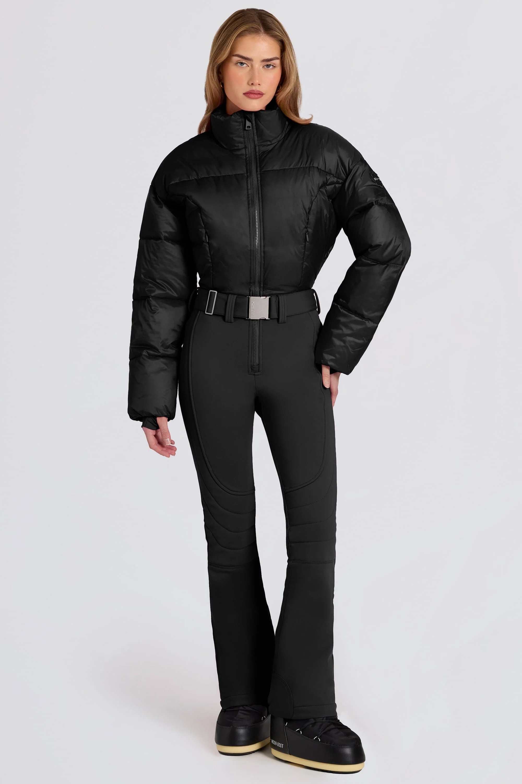 Waterproof Padded Belted Ski Suit in Black - Image 4
