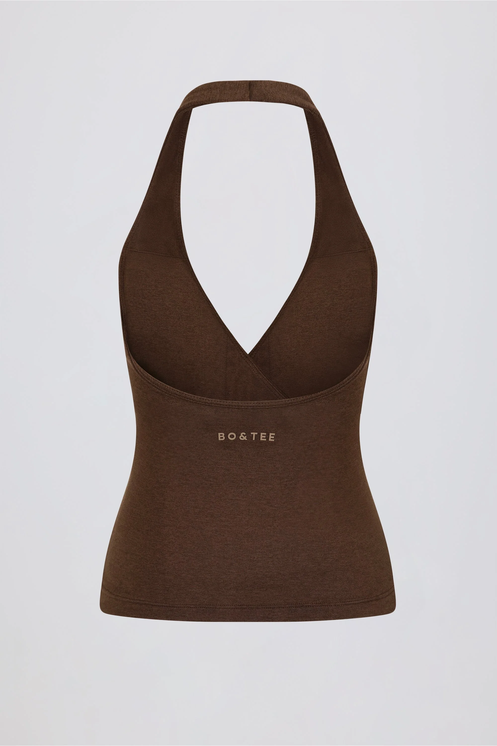 Halterneck Open-Back Tank Top in Pecan Marl - Image 16