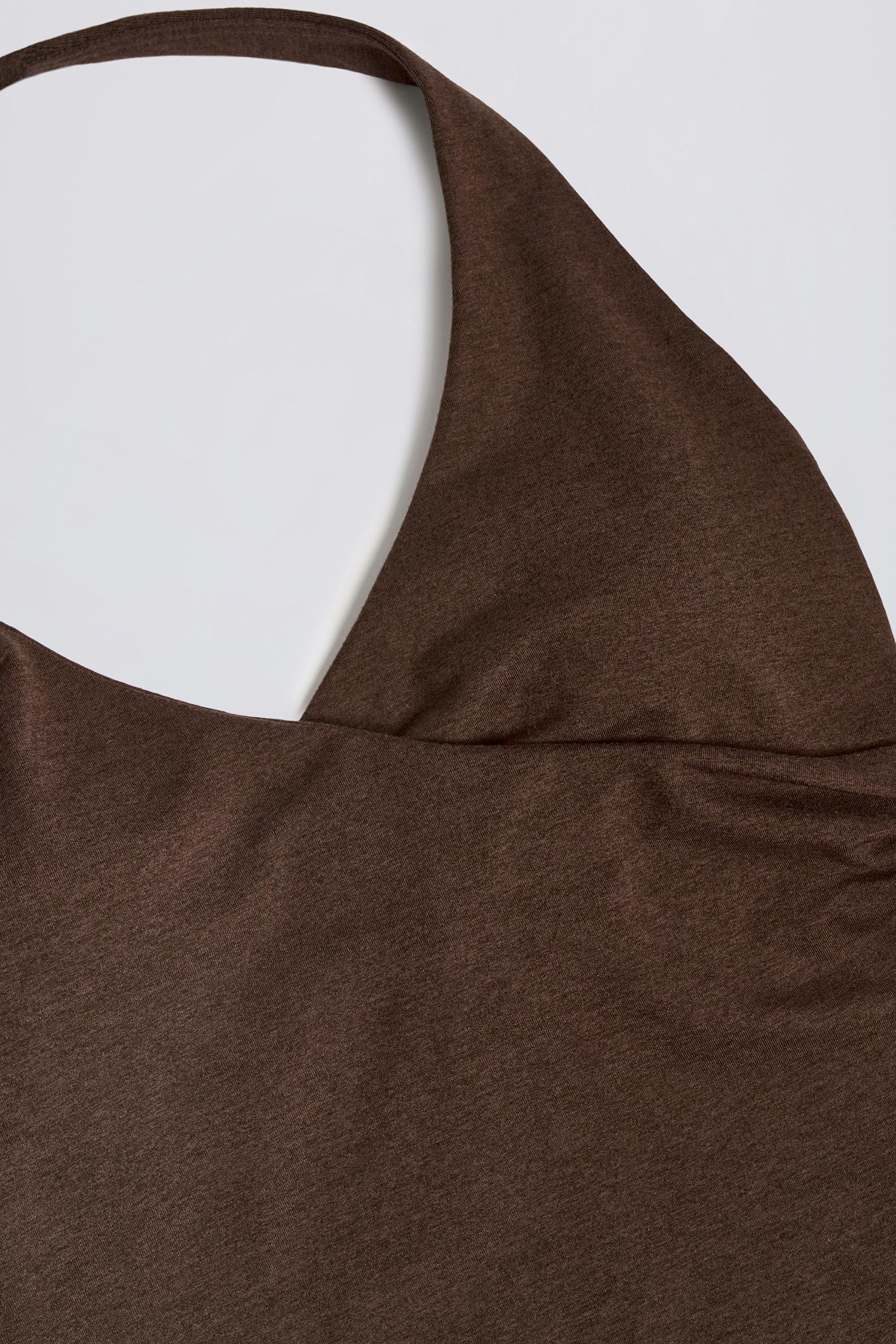 Halterneck Open-Back Tank Top in Pecan Marl - Image 17
